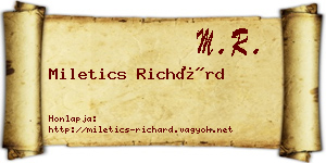 Miletics Richárd névjegykártya