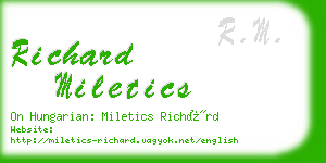 richard miletics business card